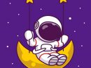 Astronaute Mignon Se Balancer Sur L'Illustration D'Icône De Dessin intérieur Dessin De La Lune