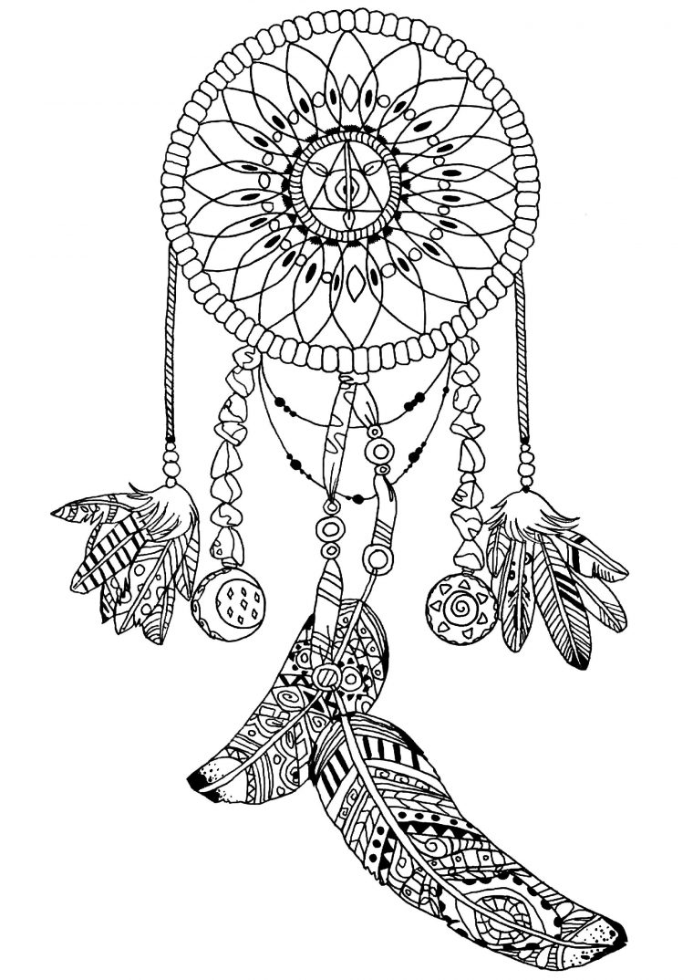 Attraoe Reve – Attrape-Rêves (Dreamcatchers) – Coloriages Difficiles à Coloriage Adulte A Imprimer