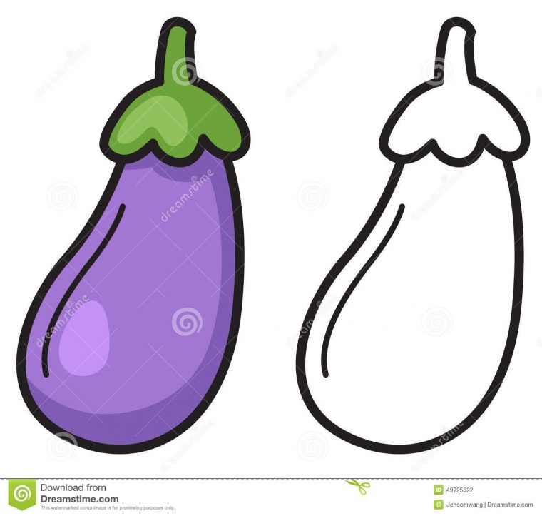 Aubergine Colorée Et Noire Et Blanche Pour Livre De Coloriage avec Dessin Aubergine