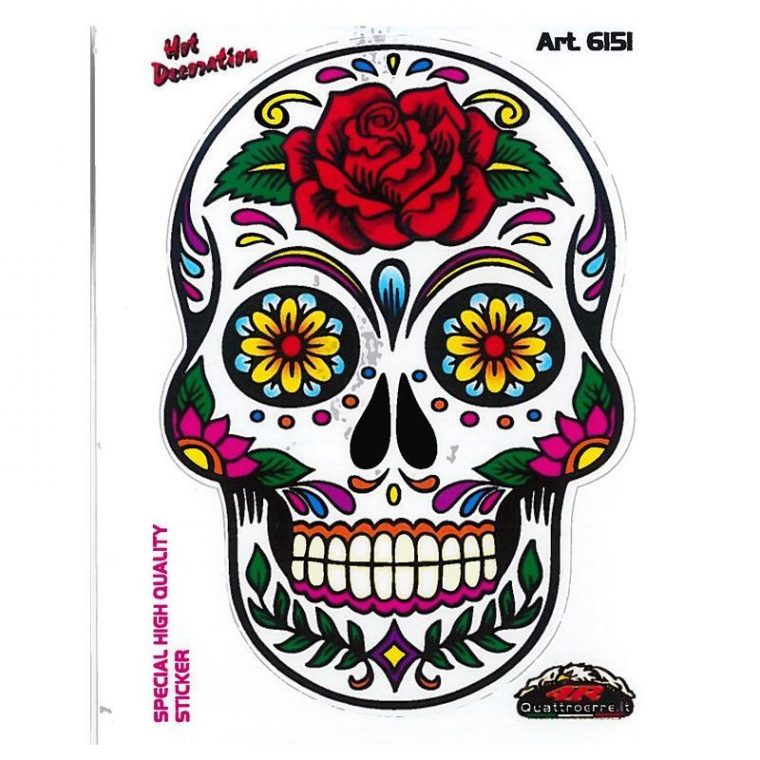 Autocollant Tête De Mort Mexicaine 10X12Cm – Pièces Carénage Sur La intérieur Coloriage Tete De Mort Mexicaine