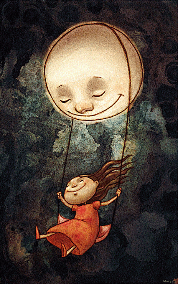 Balançoire Lune Dessin - Image Animée Gif encequiconcerne Dessin De Lune 