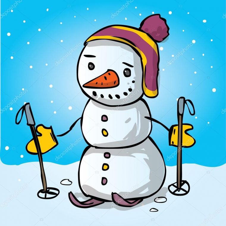 Bonhomme De Neige Avec Neige En Hiver — Image Vectorielle Dergriza encequiconcerne Image Bonhomme De Neige