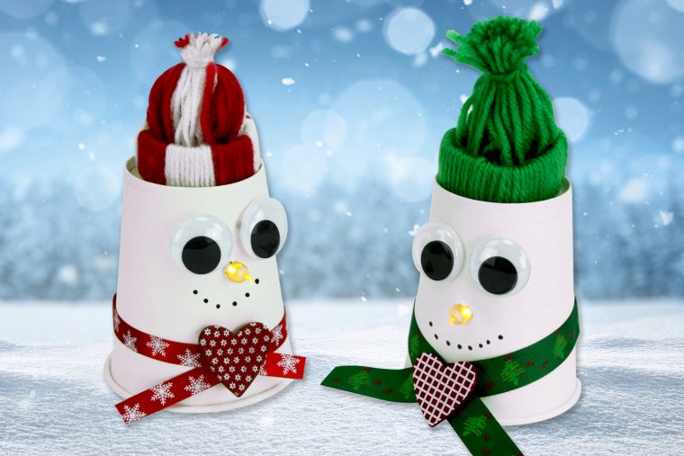 Bonhomme De Neige Lumineux Avec Bonnet En Laine – Noël – 10 Doigts serapportantà Activité Bonhomme De Neige