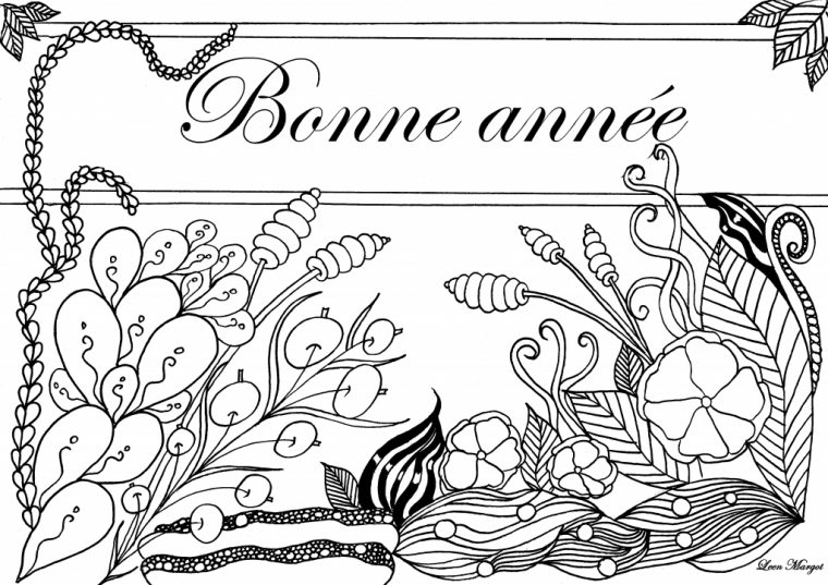 Bonne Année Colorée ! – Coloriages Difficiles Pour Adultes concernant Coloriage Bonne Annee