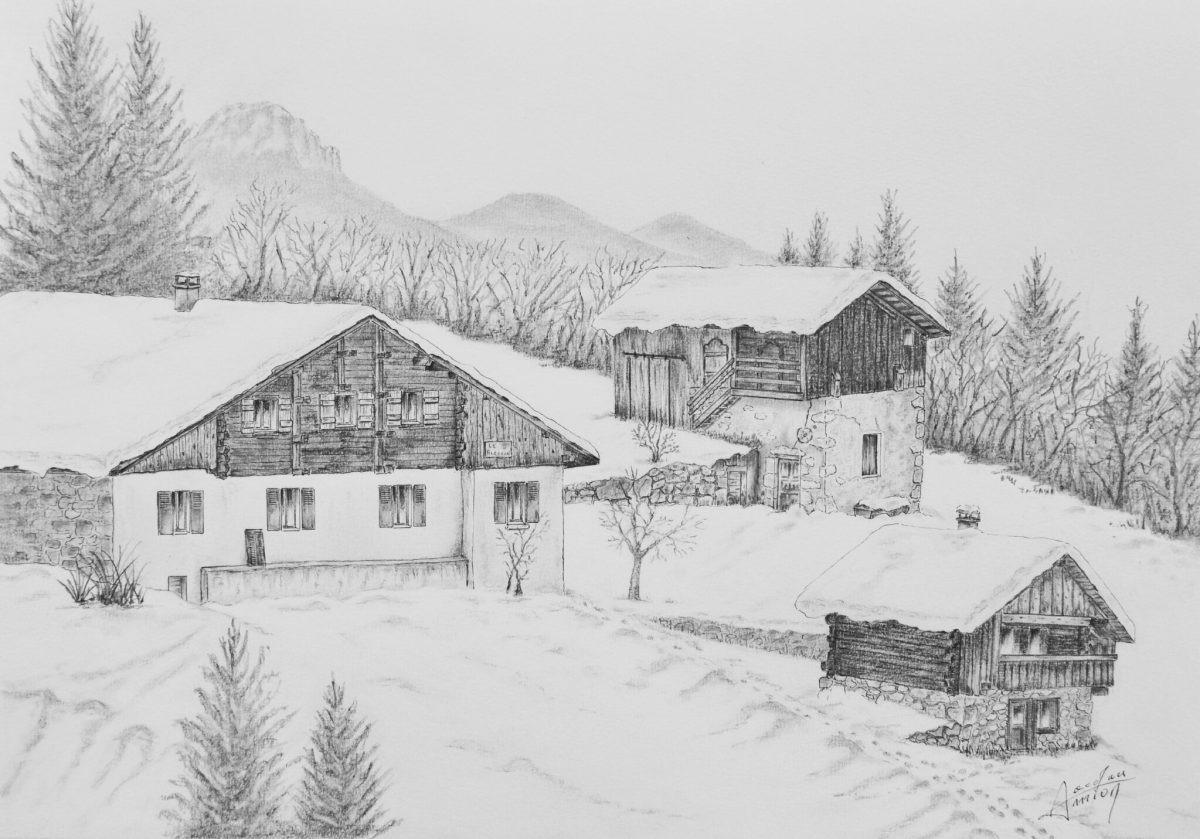 Borel - Photo De Vieux Chalets - Dessins - Montagn'Art encequiconcerne Chalet Montagne Dessin