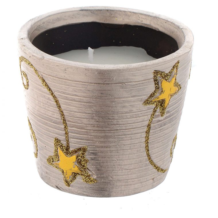 Bougie Noël Golden Stars Pot Rond  Vente En Ligne Sur Holyart intérieur Bougies Noel