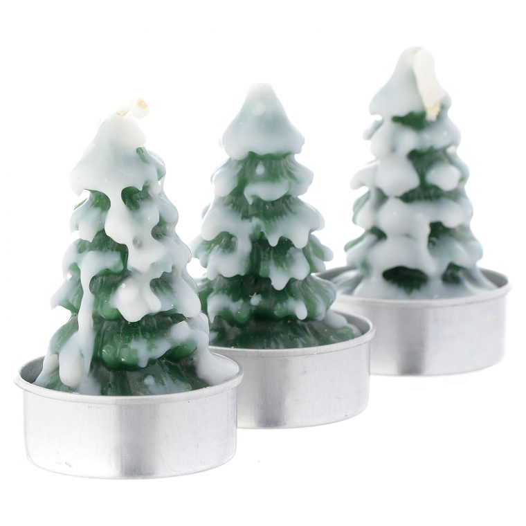 Bougie Noël Sapin Avec Neige Set 3 Pcs  Vente En Ligne Sur Holyart destiné Bougies Noel