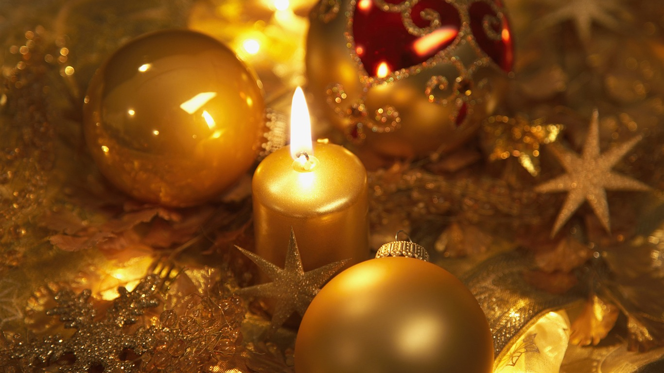 Bougies D'Or Et De Boules De Noël Fonds D'Écran Aperçu  10Wallpaper pour Fond D Écran Boule De Noel