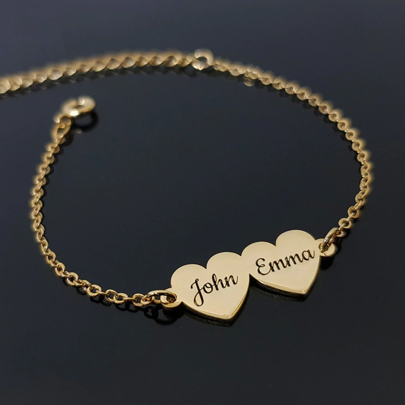 Bracelet Coeur(S) Personnalisé(S) Au Prénom (1 À 4 Coeurs) - Bracelets tout Coeur Avec Prenom 