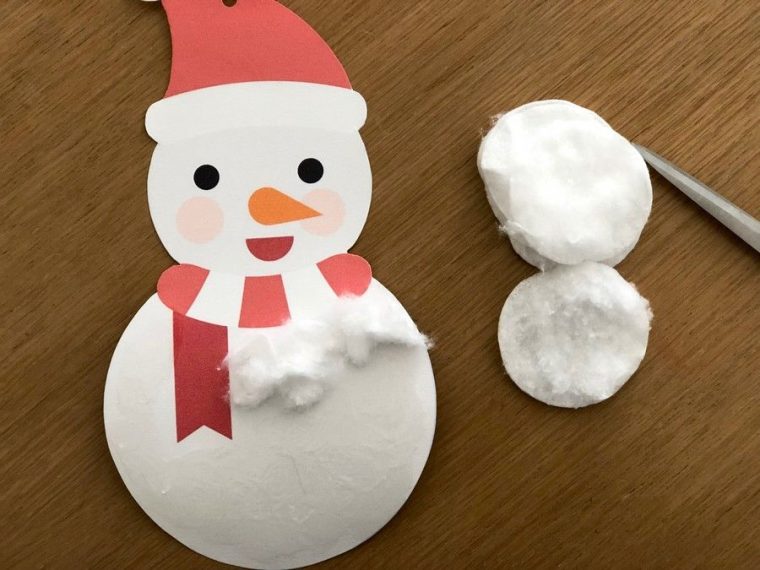 Bricolage Enfant : Un Bonhomme De Neige Avec Du Coton  Bonhomme De avec Activité Bonhomme De Neige