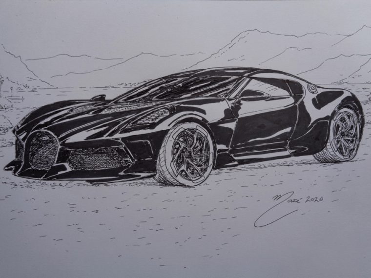 Bugatti La Voiture Noire. Dessin Au Marqueur Par Joan Mañé • Toutes Les dedans Voiture Dessin