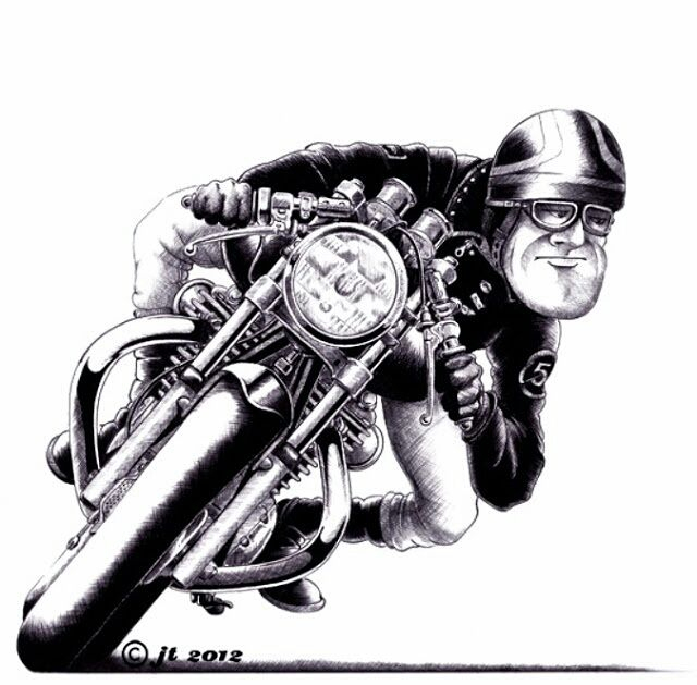 Cafe Racer Art  Vintage Motorcycle Art, Biker Art, Bike Art serapportantà Dessin Pin Up Moto