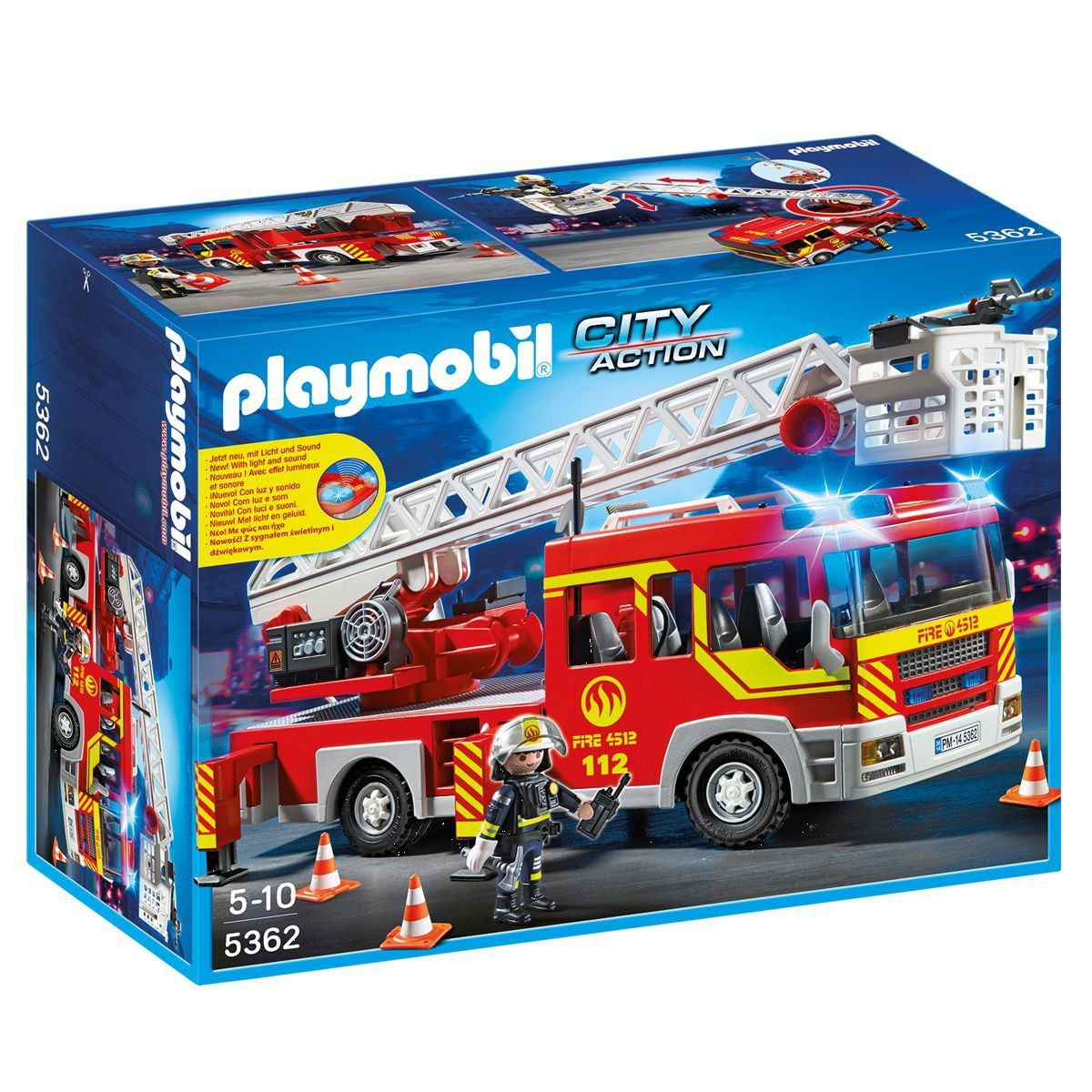 Camion De Pompier Avec Échelle Et Sirène Playmobil City Action - 5362 pour Playmobil Camion De Pompiers 