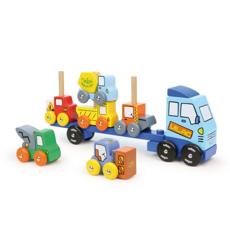 Camion En Bois Porteur De Carmions De Chantier Pour Enfant – Empil tout Jeux Enfant Camion