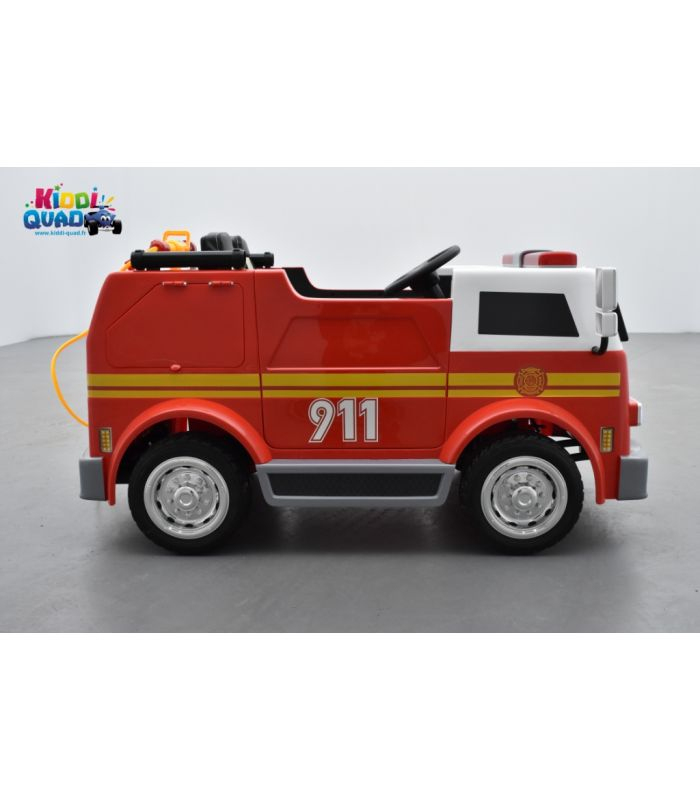 Camion Pompier Électrique Enfant, 24Volts - 7Ah, 2 Moteurs - Kiddi-Quad tout Pompier Pour Enfant