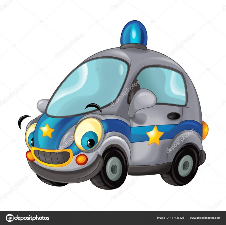 Caricature Avec Voiture De Police — Photographie Illustrator_Hft dedans Photo Dessin Voiture