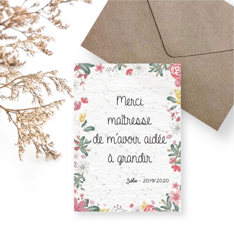 Carte À Planter Personnalisable – Merci Maîtresse Modèle 1  Minuit dedans Faire Part Grossesse Gratuit A Imprimer