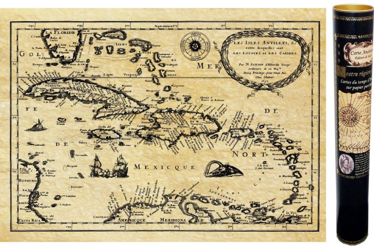 Carte Ancienne Des Caraibes Au Temps Des Pirates En 1657  Carte D avec Dessin Carte Guadeloupe