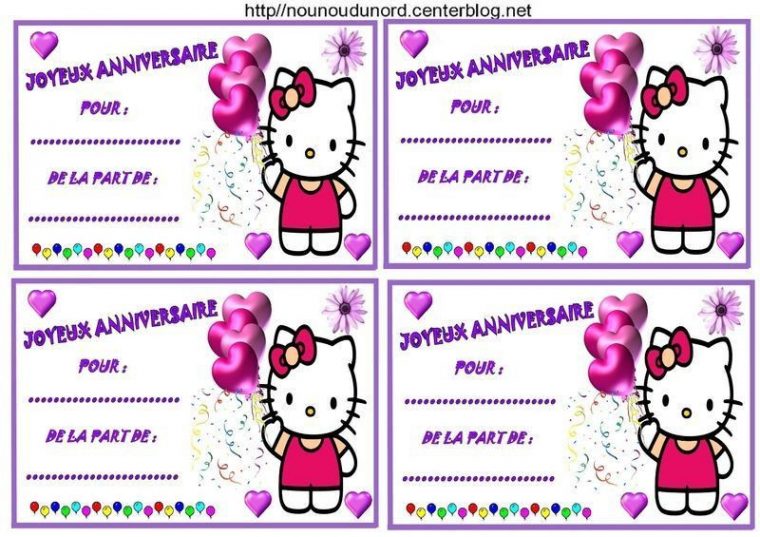 Carte D'Anniversaire Hello Kitty Gratuite À Imprimer Beautiful serapportantà Étiquette Joyeux Anniversaire À Imprimer