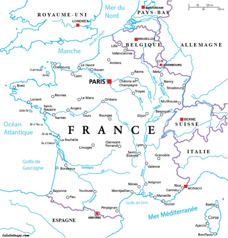 Carte De France À Imprimer Gratuitement, Villes Et Fleuves – Lulu La encequiconcerne Cartes De France À Imprimer