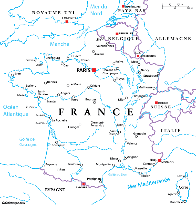 Carte De France À Imprimer Gratuitement, Villes Et Fleuves - Lulu La encequiconcerne Cartes De France À Imprimer 