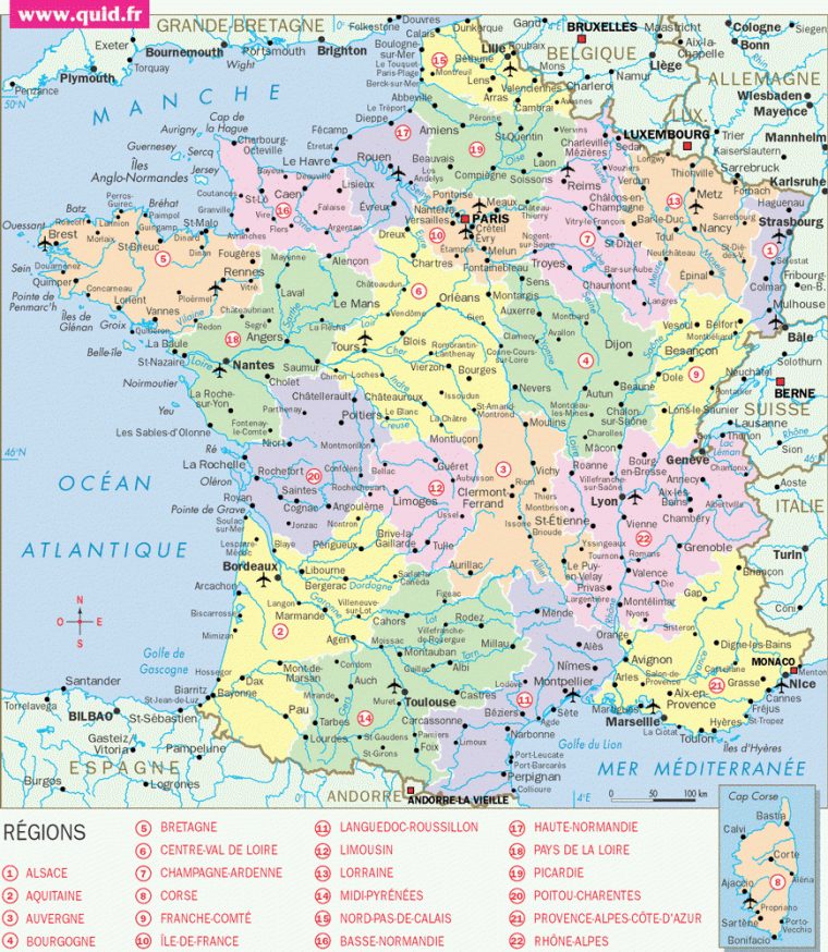 Carte De France Détaillée » Vacances – Guide Voyage à Carte De France À Imprimer