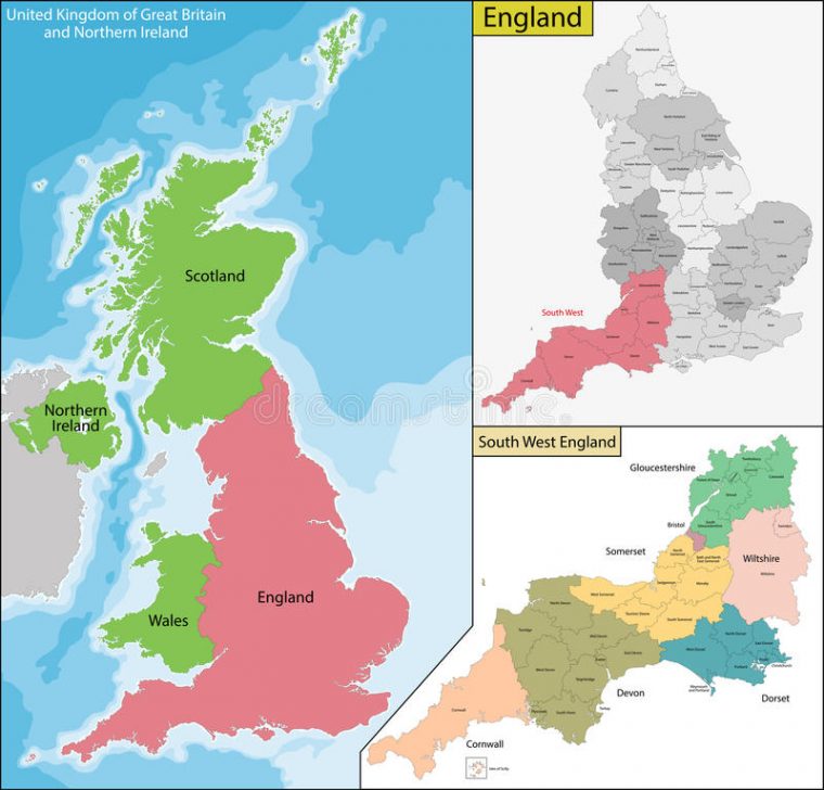 Carte De L'Angleterre Illustration De Vecteur. Illustration Du dedans Régions D Angleterre