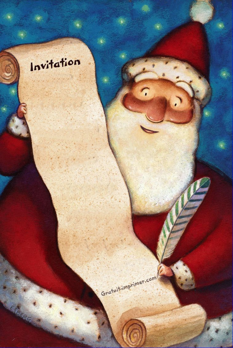 Carte Invitation Pere Noel - Repas De Noel  Repas Noel, Pere Noel, Noel tout Carte Menu De Noel Gratuit 