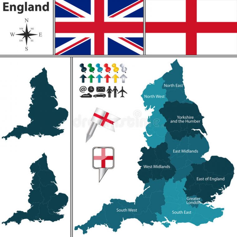 Carte Politique De L'Angleterre Avec Des Régions Et Leurs Capitaux destiné Régions D Angleterre