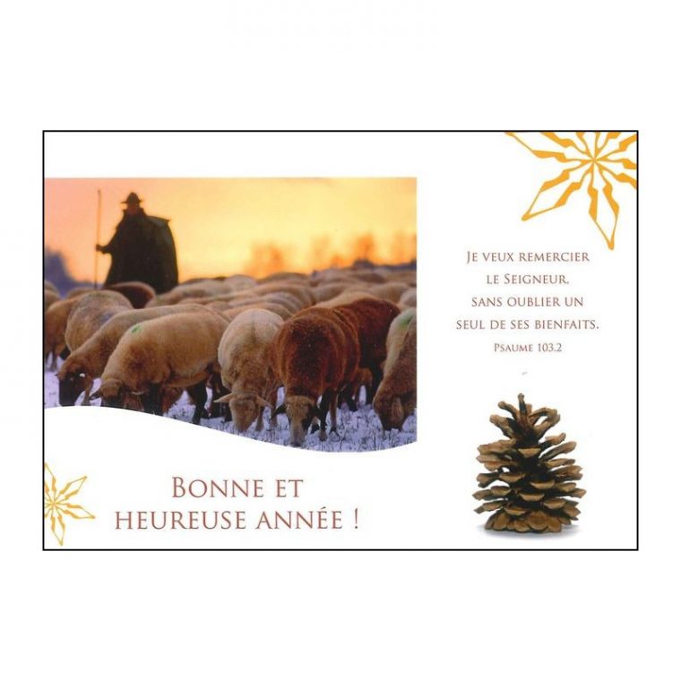 Carte Simple Bonne Année Psaume 103 : 2 intérieur Verset Biblique Noel