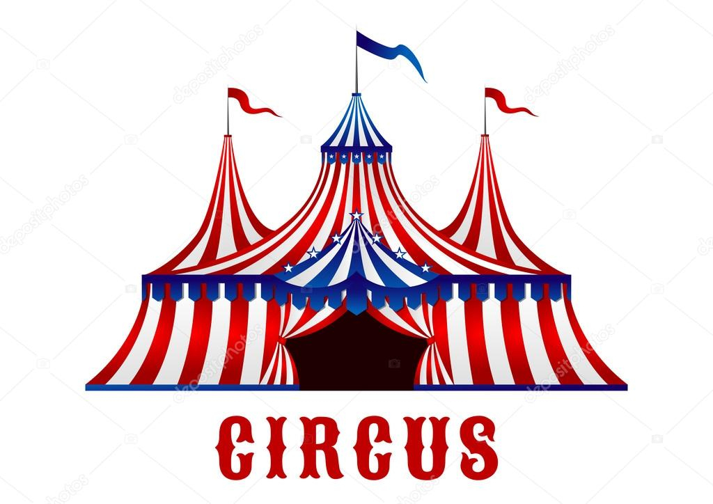 Chapiteau De Cirque Vintage Avec Des Drapeaux Et Des Étoiles — Image intérieur Dessin D Un Chapiteau De Cirque 