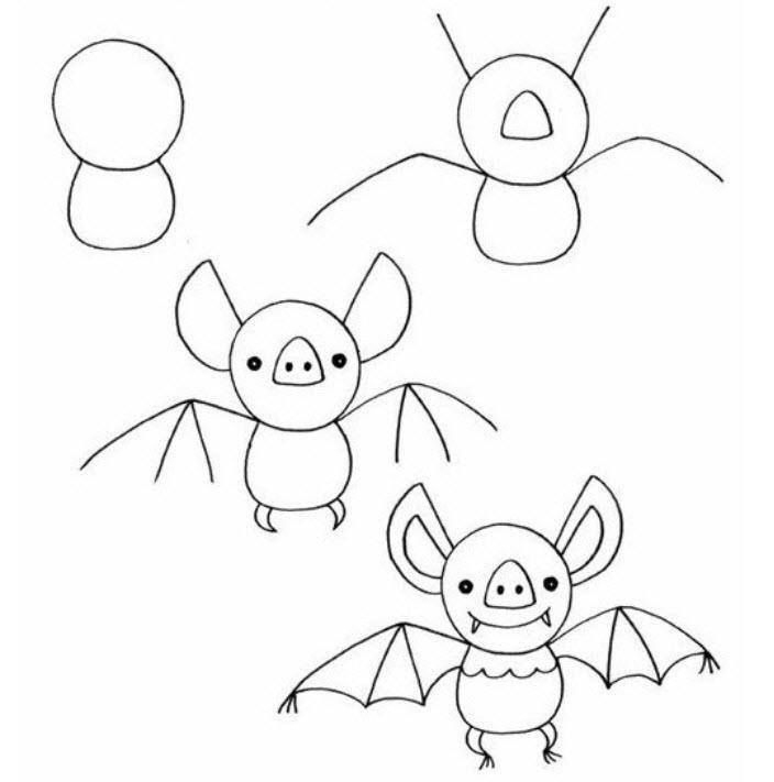 Chauve Souris  Dessin, Facile À Dessiner, Dessin Coloriage avec Comment Dessiner Une Souris