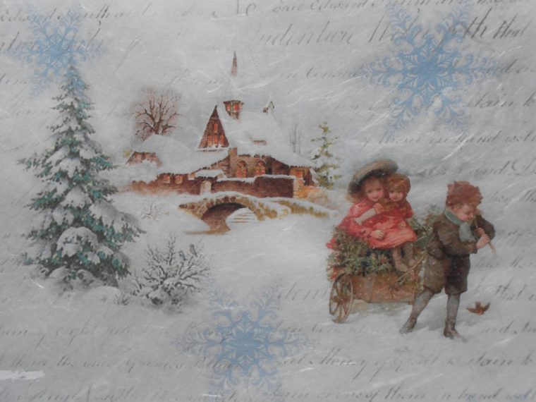 Christmas Day Church Children Snowflakes Decoupage Rice Paper avec Decoupage Noel