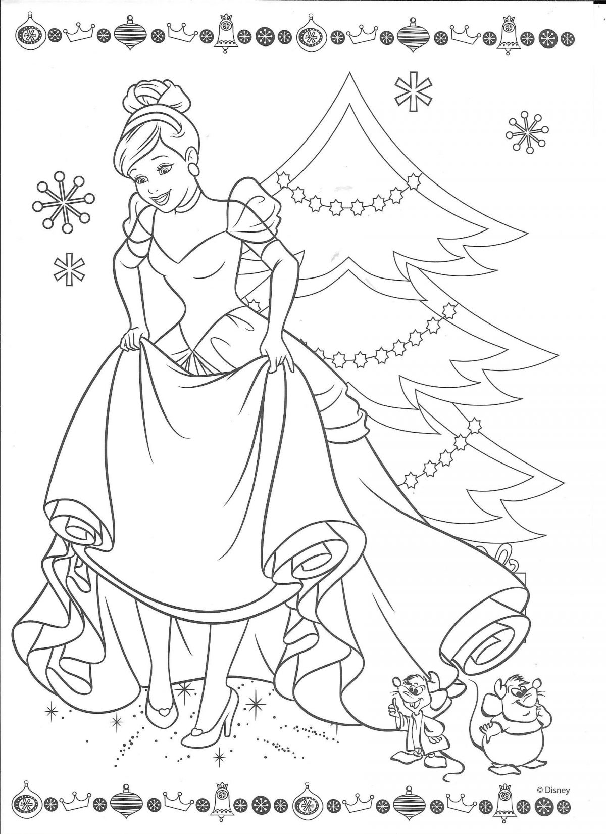 Cinderella Christmas  Cinderella Coloring Pages, Disney Coloring Pages avec Princess Coloriage