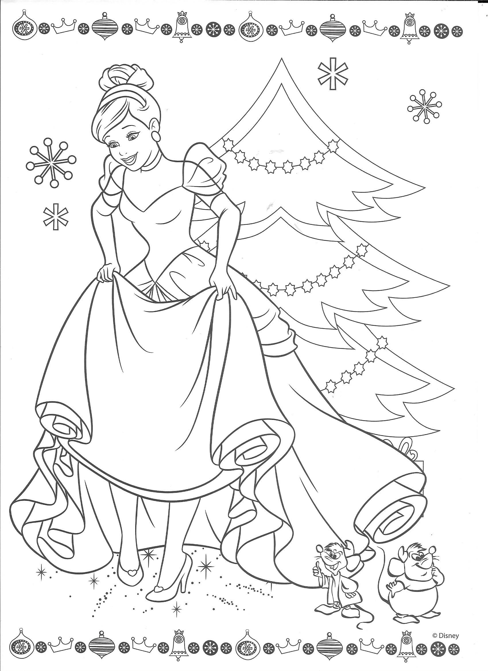 Cinderella Christmas  Cinderella Coloring Pages, Disney Coloring Pages avec Princess Coloriage