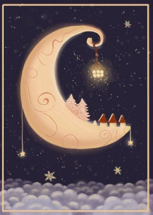 Clair De Lune  Magnifique Lune, Art À Thème Lune, Dessin Noel concernant Dessin Lune