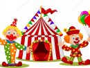Clown Joyeux Dessin Animé Devant Le Chapiteau De Cirque — Image dedans Dessin D Un Chapiteau De Cirque
