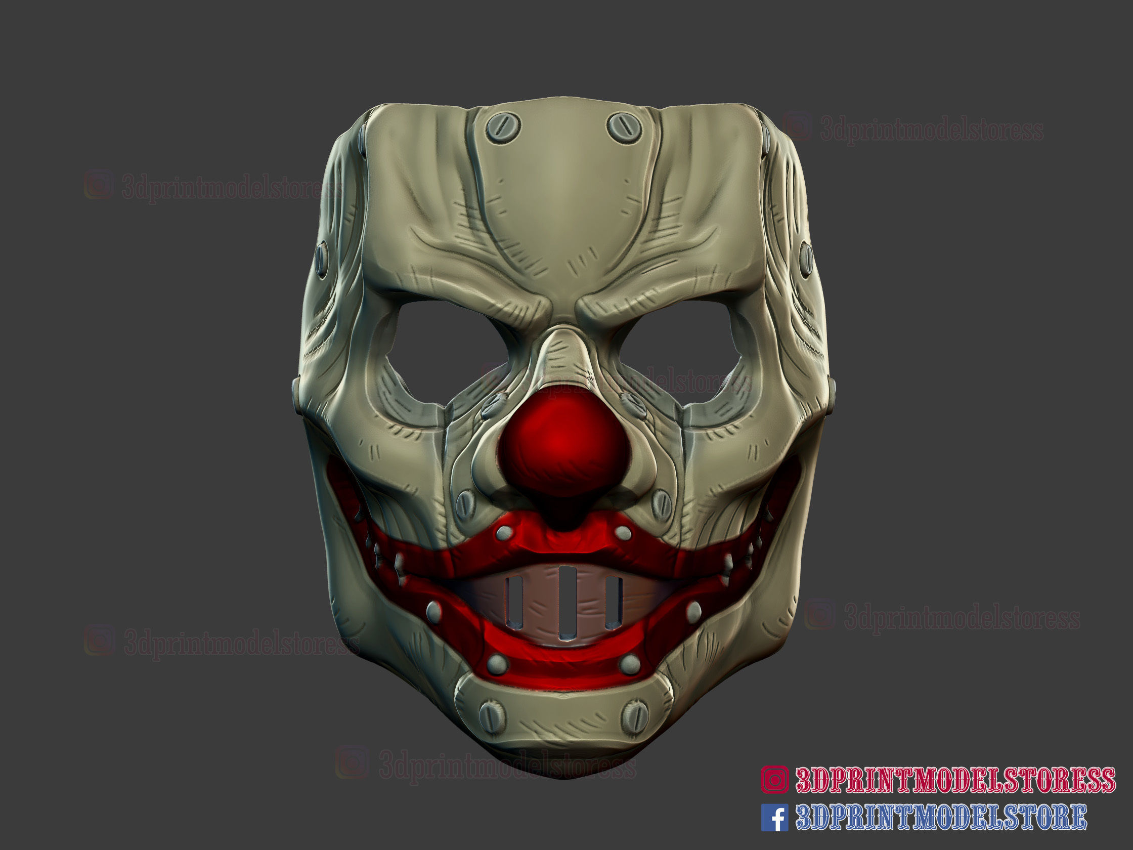 Clown Motorcycle Mask - Cosplay Halloween Helmet 3D Model 3D Printable avec Modele Masque Halloween 