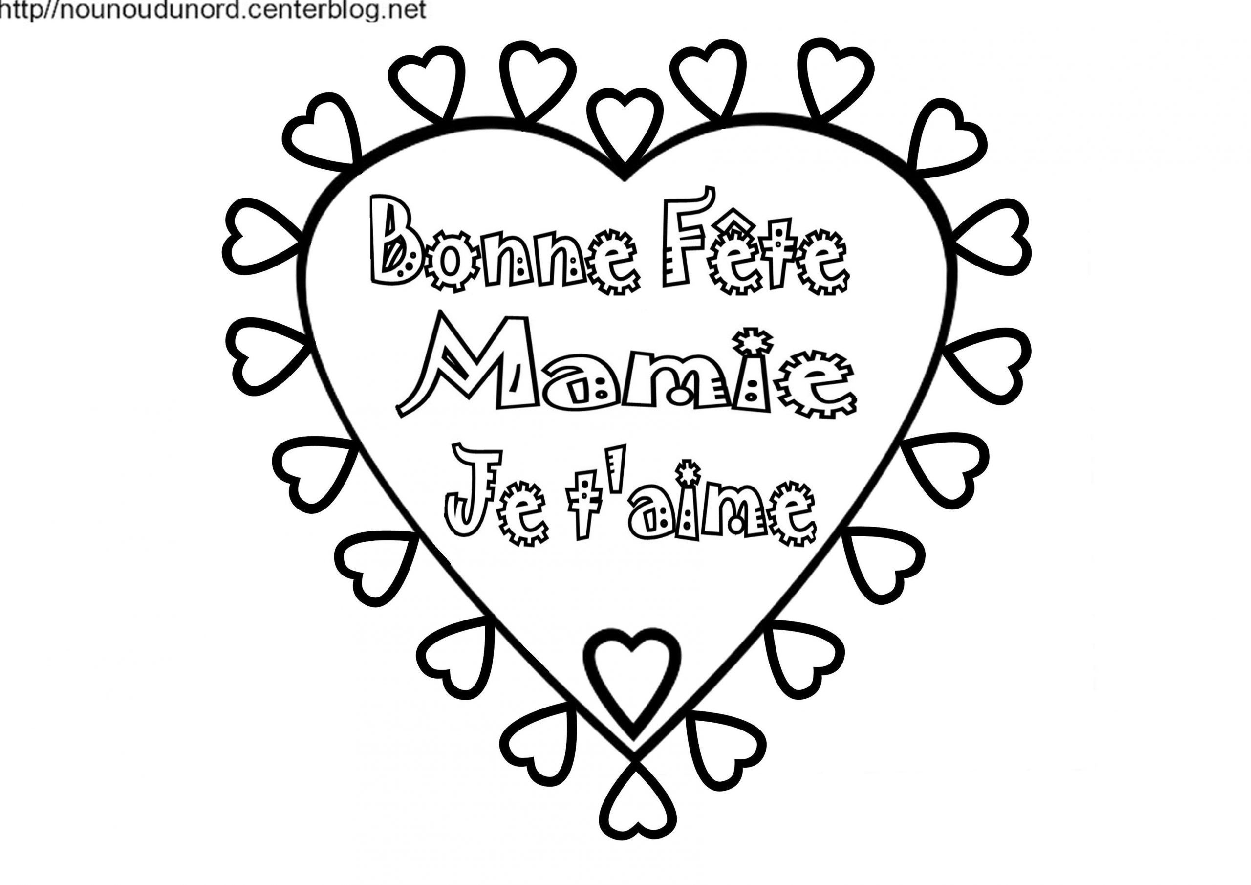 Coeur Bonne Fête Mamie, Coloriage Et En Coleur destiné Dessin Fete 