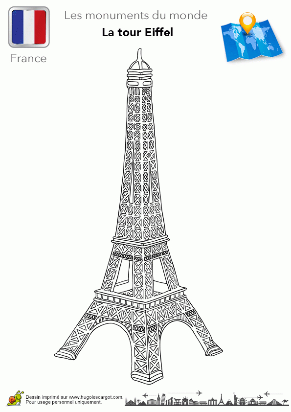 Coloriage Ã Dessiner Tour Eiffel Noir Et Blanc  Tour Eiffel, Paris dedans Comment Dessiner La Tour Eiffel 