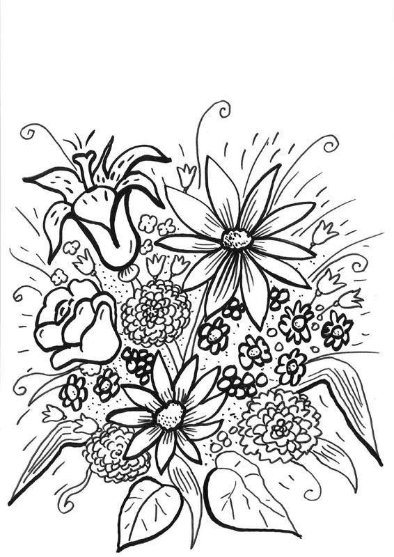Coloriage À Imprimer : Bouquet De Fleurs Fraîches pour Fleur À Imprimer