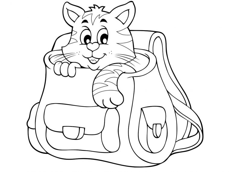 Coloriage À Imprimer De La Rentrée : Le Chat destiné Coloriage Chats À Imprimer