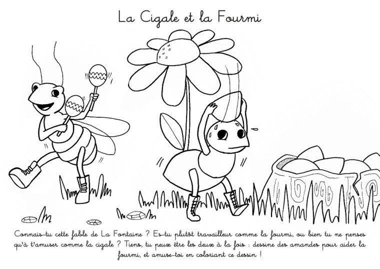 Coloriage À Imprimer : La Cigale Et La Fourmi tout Coloriage Fourmi