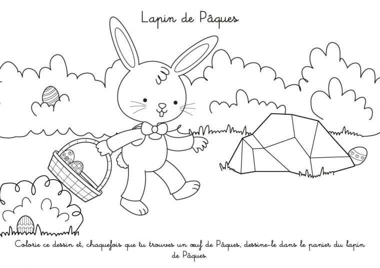 Coloriage À Imprimer : Lapin De Pâques À La Chasse Aux Oeufs concernant Coloriage De Chasse A Imprimer Gratuit