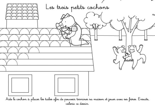 Coloriage À Imprimer : Les Trois Petits Cochons tout Coloriage Les 3 Petit Cochons 