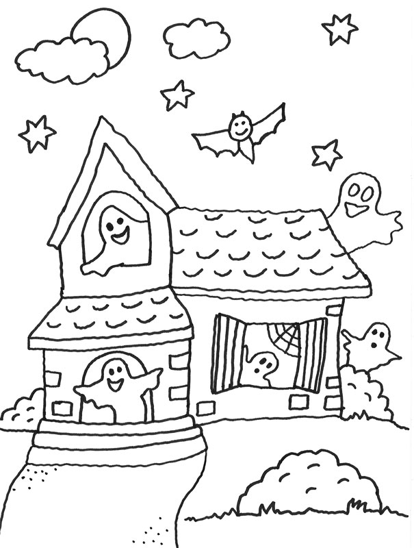 Coloriage À Imprimer : Maison Hantée pour Coloriage En Ligne Maison 