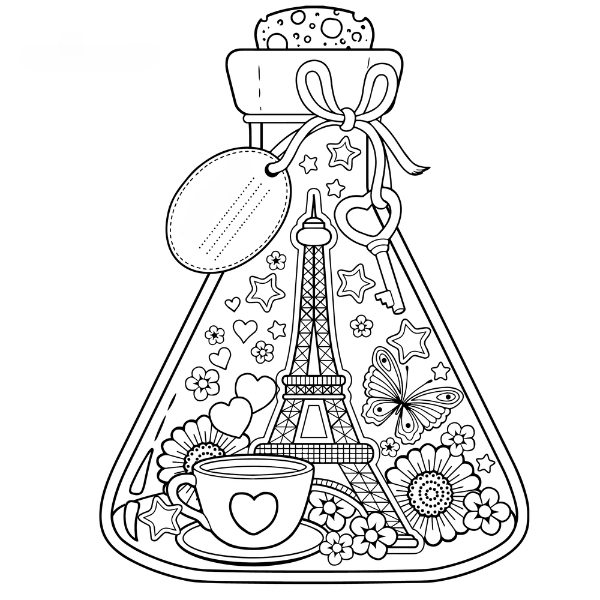 Coloriage À Imprimer : Tour Eiffel En Bouteille destiné Tour Eiffel Coloriage