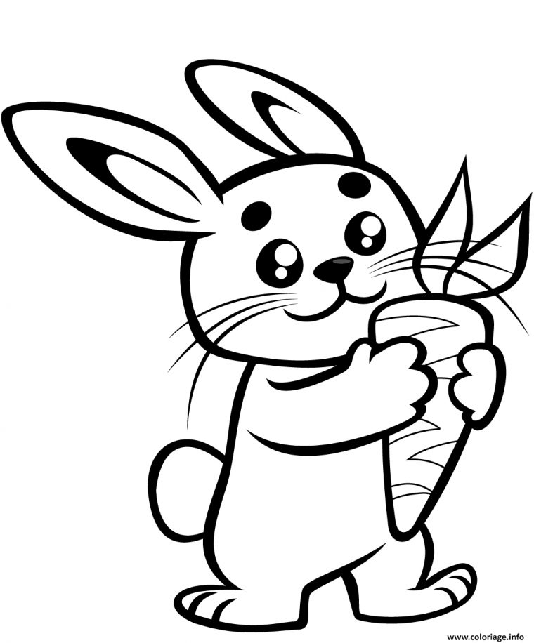 Coloriage Adorable Lapin Avec Une Carotte Dessin Lapin À Imprimer dedans Coloriage À Imprimer Lapin