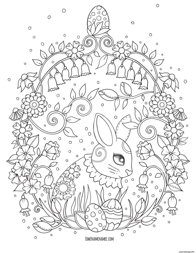 Coloriage Adorable Lapin De Paques Mandala Adulte Dessin Paques Mandala pour Coloriage Lapin