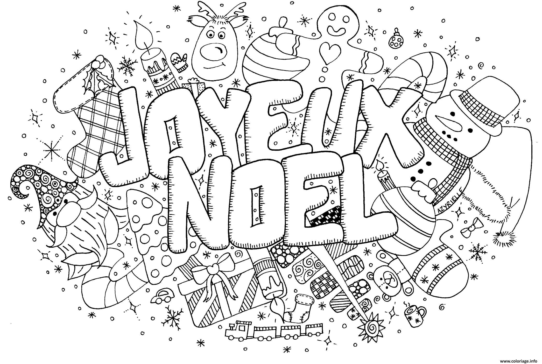 Coloriage Adulte Doodle Noel Par Azyrielle Dessin Noel Adulte À Imprimer dedans Coloriage Noël 